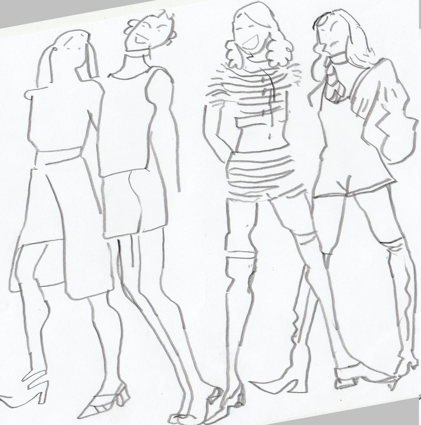 School Fashion ~ Hand Drawn Original Pencil Drawing ~ Girlish Friendship ~ Back to School Wall Art ~ A4 Jenea Kaitaz (11.7 x 8.3 inch)