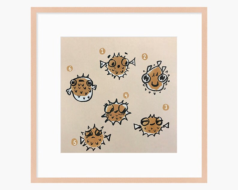 Blowfish Fugu Cute Printable Nursery Art, Square Cute Print, Ocean Wall Prints, Nursery Wall Art, Digital Download, Sea Print Downloadable