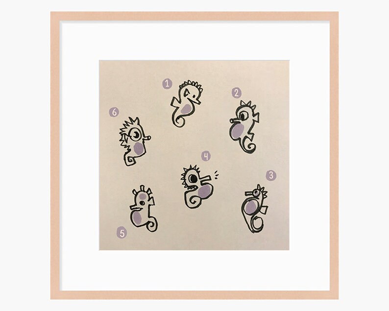 Seahorse Cute Printable Nursery Art, Square Cute Print, Ocean Wall Prints, Nursery Wall Art, Digital Download, Sea Print Downloadable