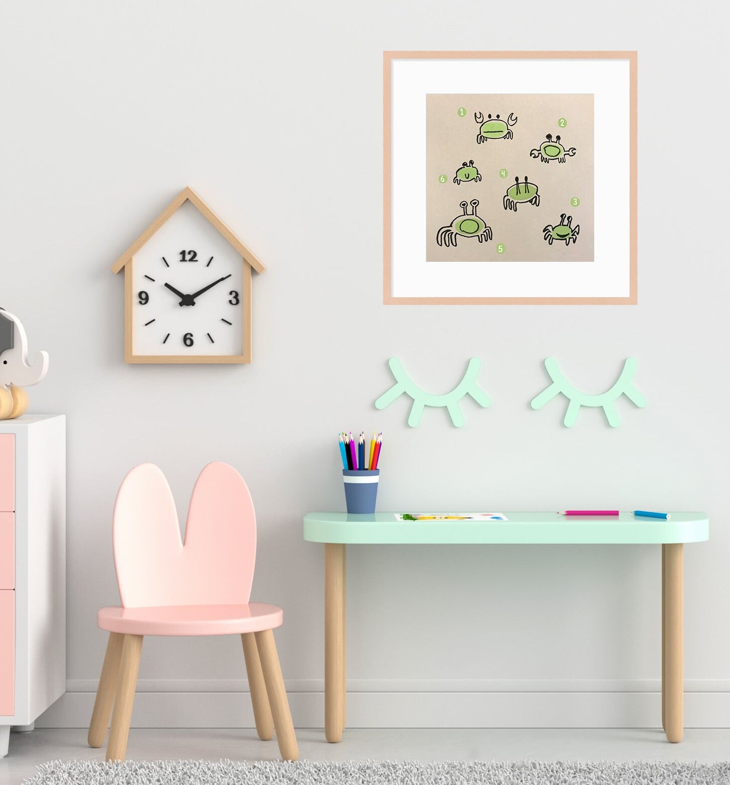 Crab Cute Printable Nursery Art, Square Cute Print, Ocean Wall Prints, Nursery Wall Art, Digital Download, Sea Print Downloadable
