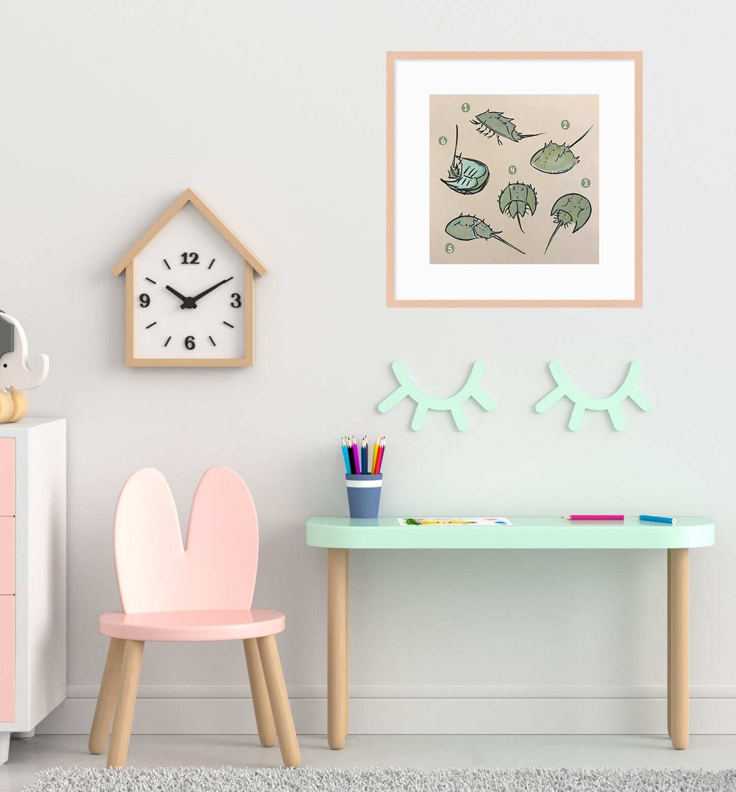 Horseshoe Crab Cute Printable Nursery Art, Square Cute Print, Ocean Wall Prints, Nursery Wall Art, Digital Download, Sea Print Downloadable