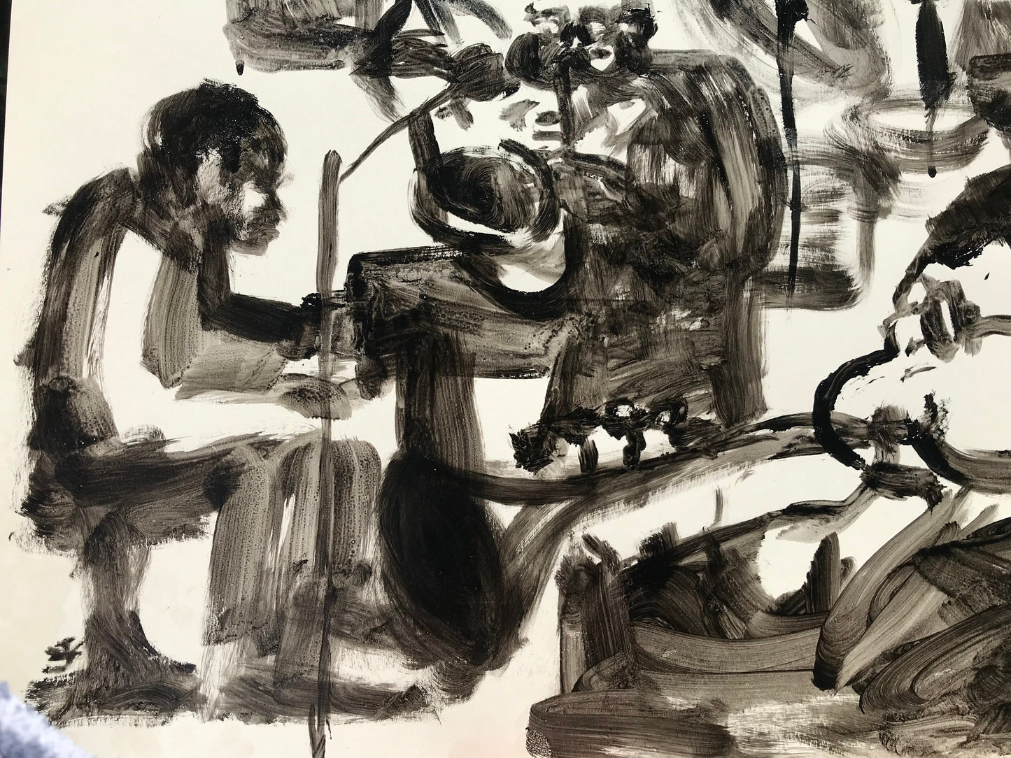 Jazz Wall Hand Painted Acrylic Painting on Cardboard, Dizzy Gillespie Jazz Quintet, Expressionism Art Decor Painting