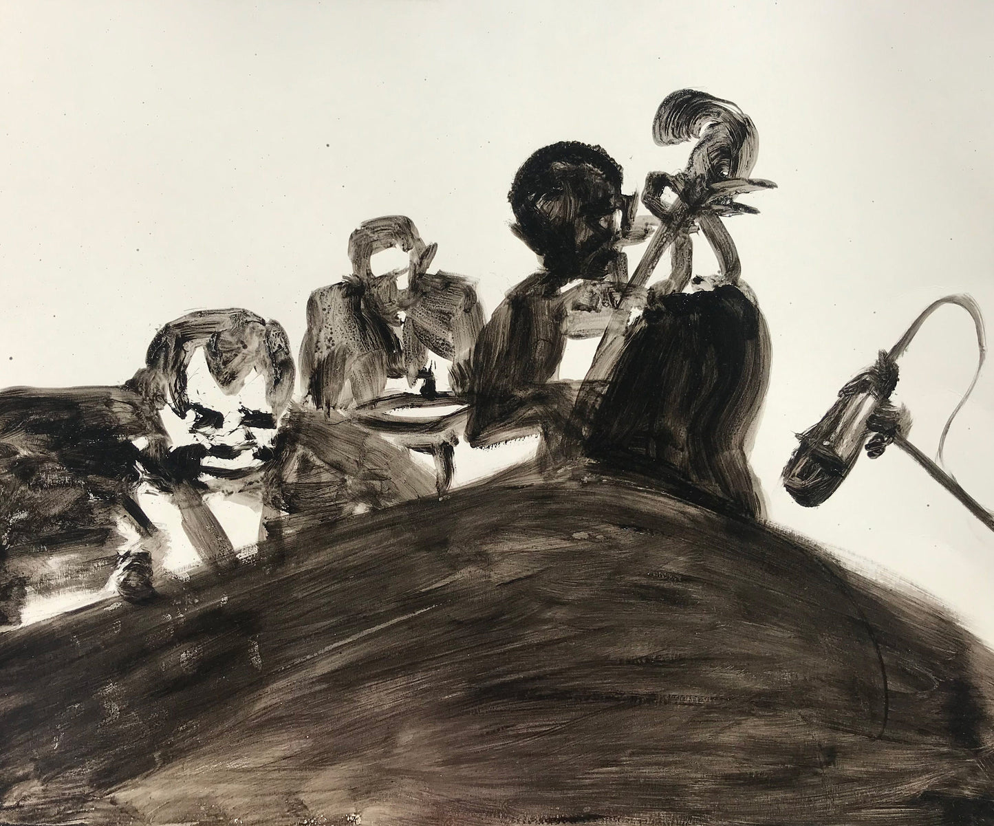Jazz Wall Hand Painted Original Acrylic Painting on Cardboard, Oscar Peterson, Piano Player, Expressionism Painting