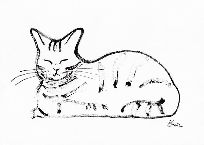 Sleeping Cat Wall Art Print, Printable Digital Download, chill cat, Sphinx Cat Print, nigh home pet gift wall decor