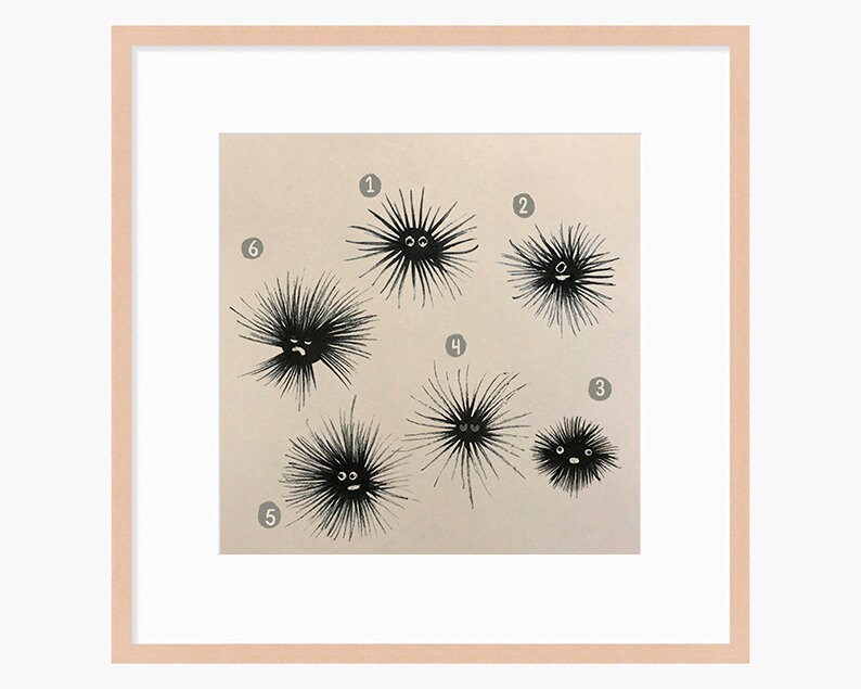 Sea Urchin Cute Printable Nursery Art, Square Cute Print, Ocean Wall Prints, Nursery Wall Art, Digital Download, Sea Print Downloadable