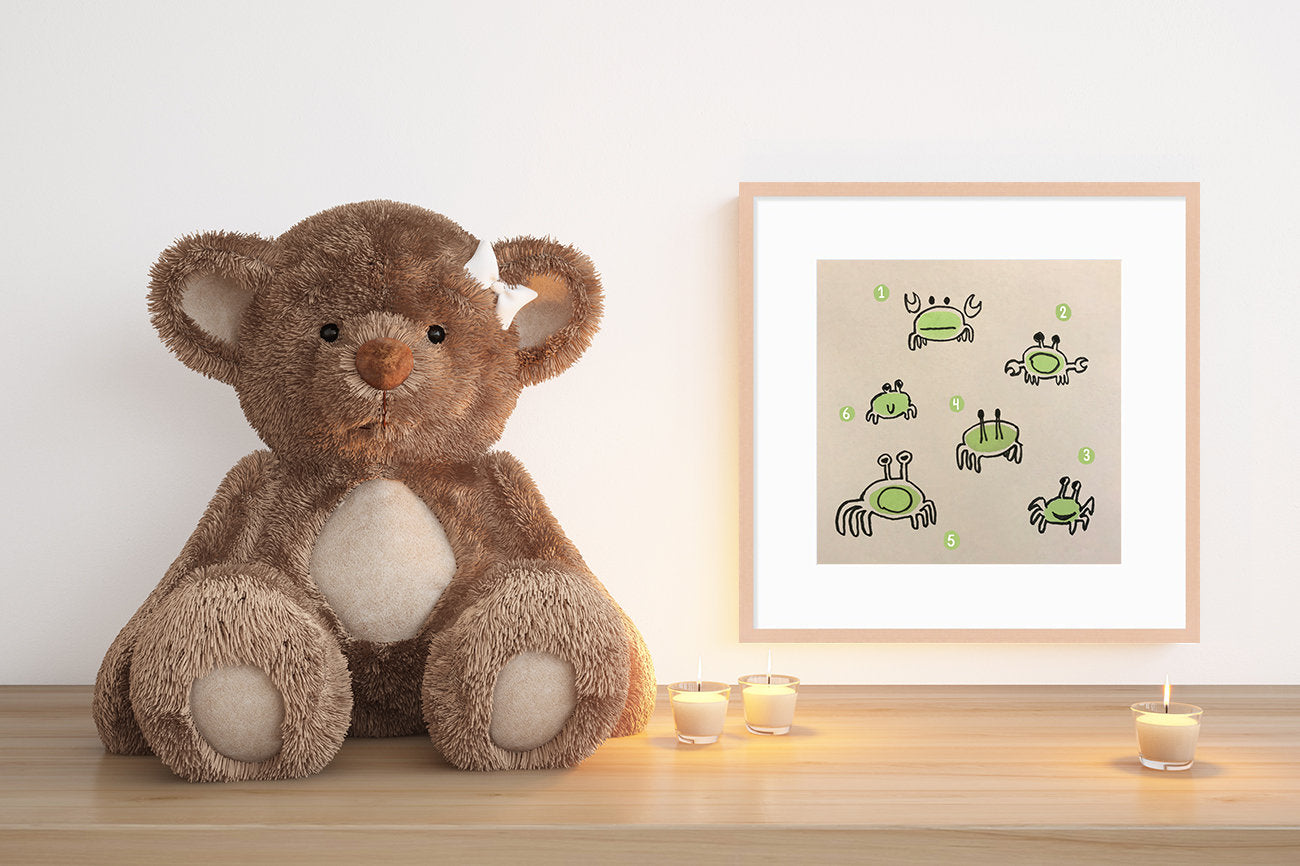 Crab Cute Printable Nursery Art, Square Cute Print, Ocean Wall Prints, Nursery Wall Art, Digital Download, Sea Print Downloadable