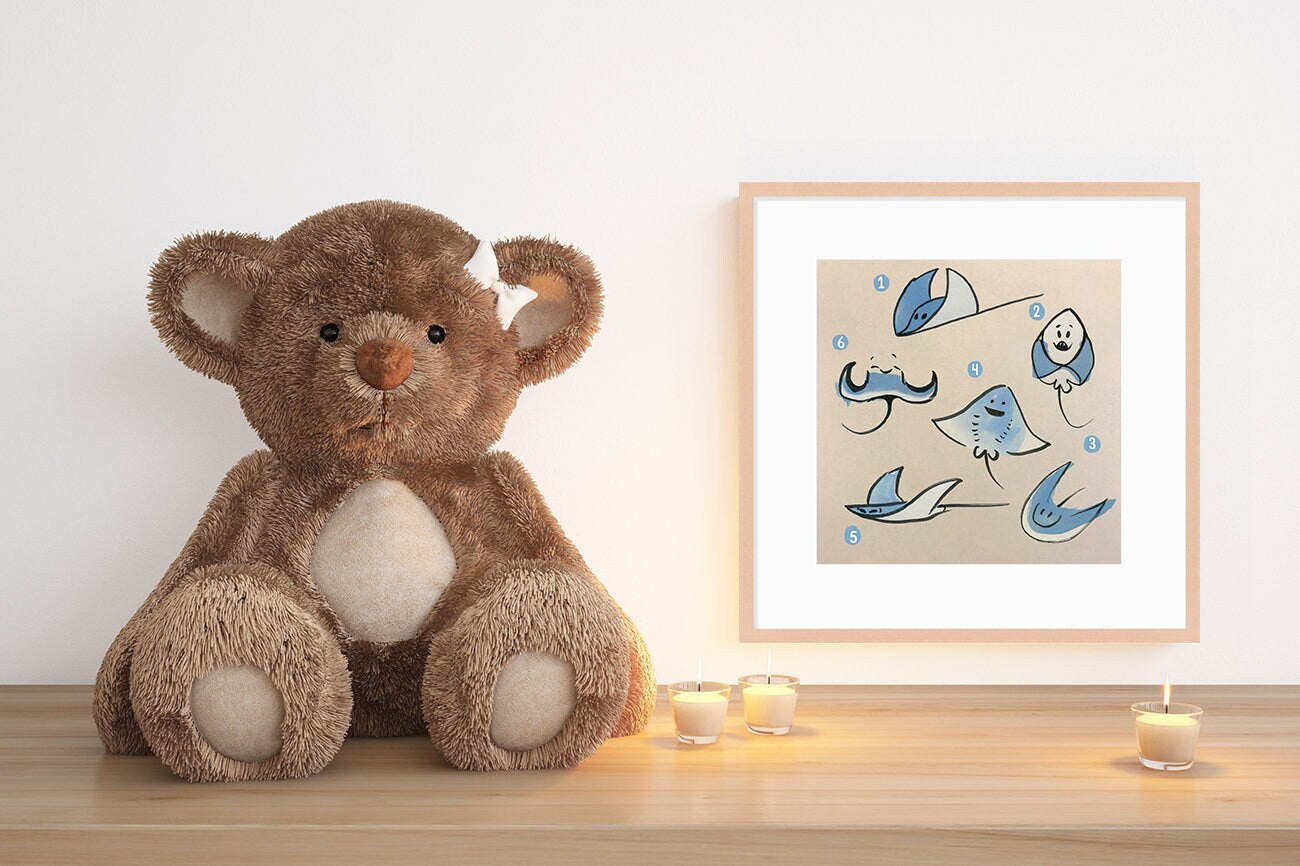 Stingray Wall Art, Digital Download, Print Nursery Art, Ocean Wall Prints, Nursery Wall Art, Cute Printable, Sea Fish Print Downloadable