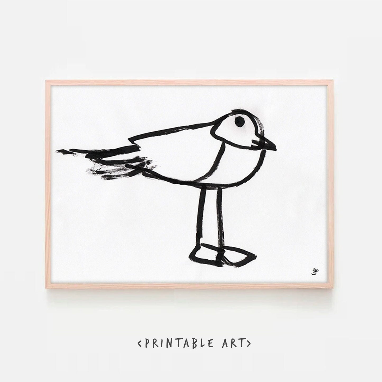 Seagull Printable Art, Beach Bird Print, Living Room Wall Art, Gull Art Print, Bird Poster, Seashore Wall Art, Nautical Wall Art