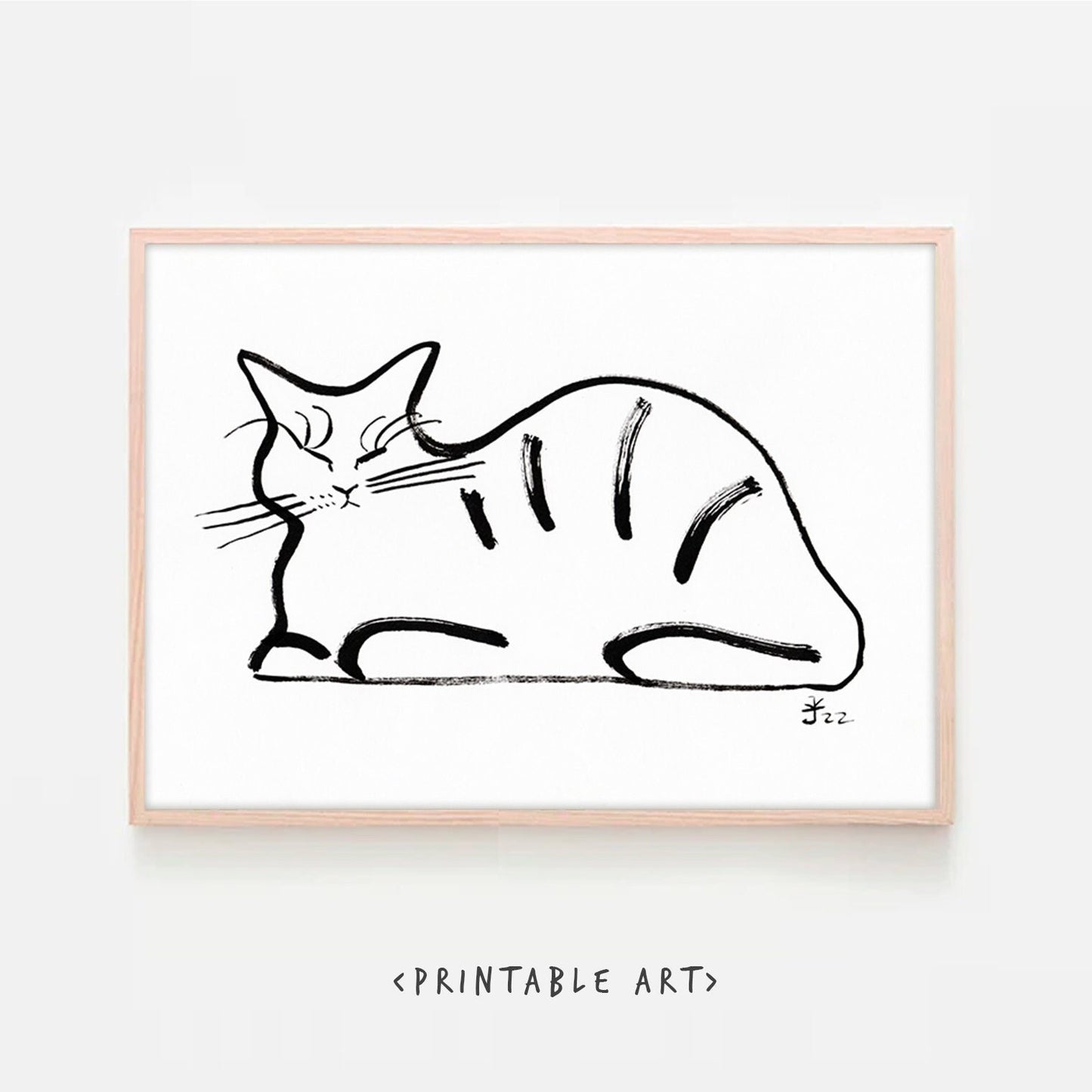 Sleeping Cat Wall Art Print, Printable Digital Download, custom cat wall print, chill cat digital download nigh home pet gift wall decor