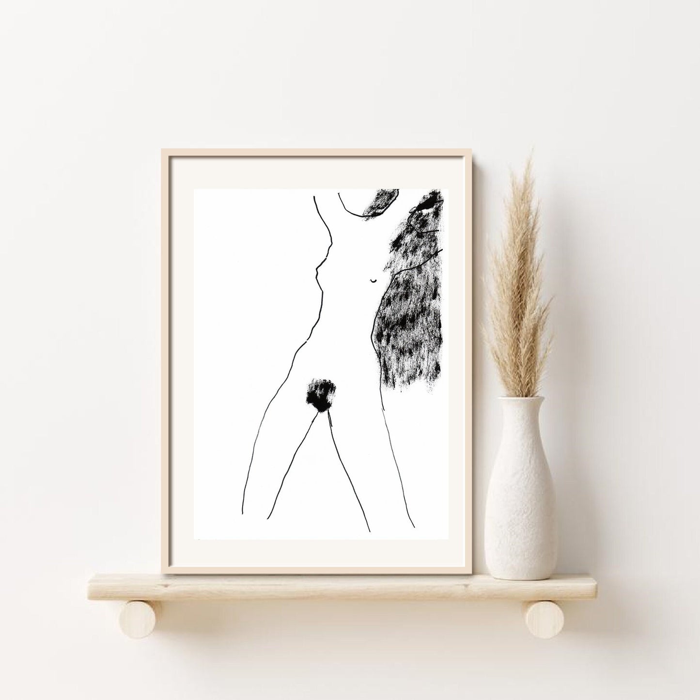 Fine Art Nude ~ Hand Drawn Sketch, Modern Nude Art, Original Ink Drawing, Female Nude Art, Nude Bedroom Art, Modern Nude Art, Sexy nude Art