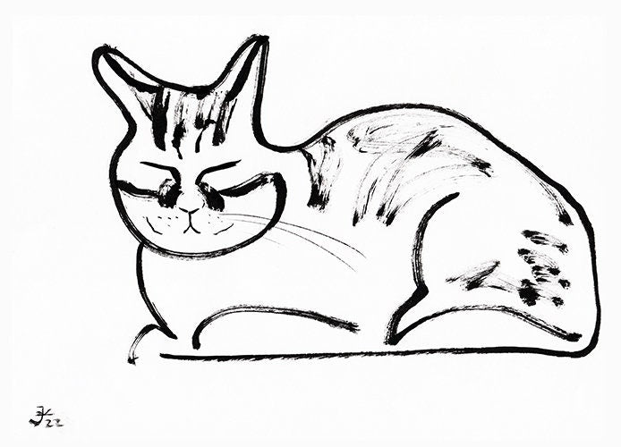 Sleeping Cat Wall Art Print, Printable Digital Download, Sphinx 2, custom cat wall print, chill cat nigh home pet gift wall decor