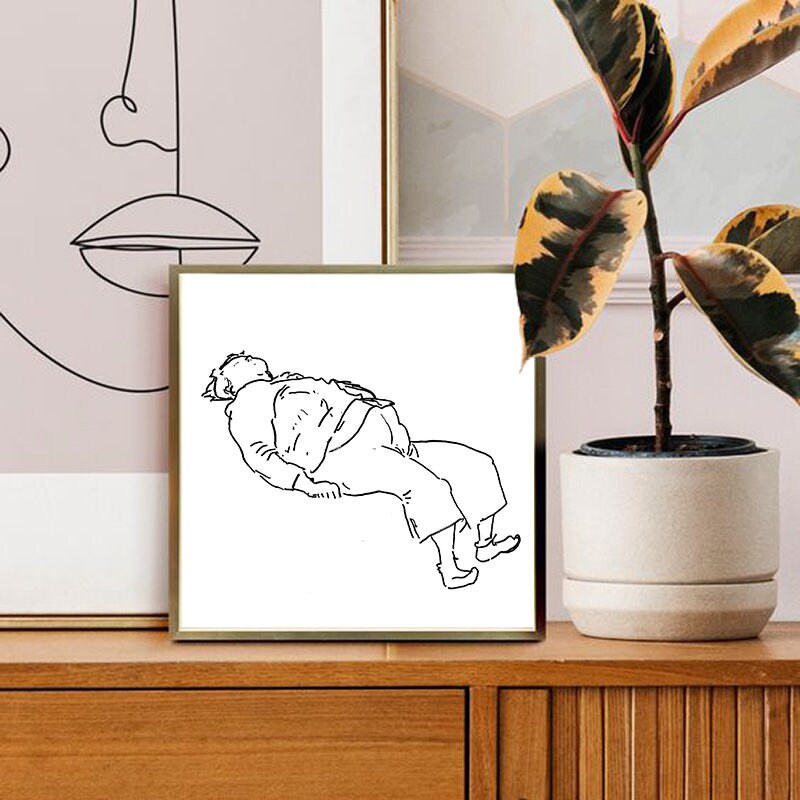 Minimalist Dorm Decor Sleep Woman Digital Printable ~ Sketch Art ~ Download Wall Print ~ Gift for Her Sketch Gallery Sketch black and white