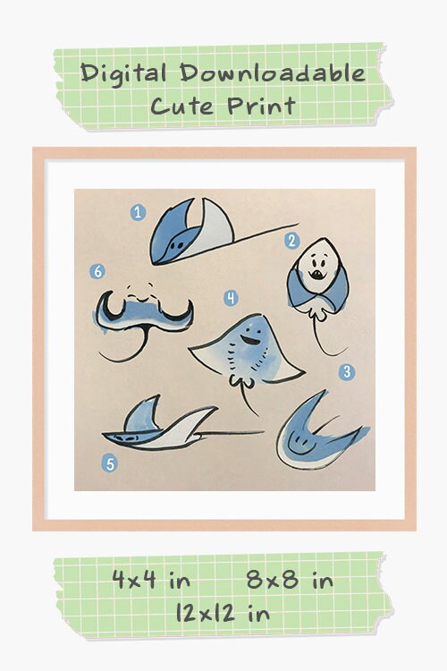 Stingray Wall Art, Digital Download, Print Nursery Art, Ocean Wall Prints, Nursery Wall Art, Cute Printable, Sea Fish Print Downloadable