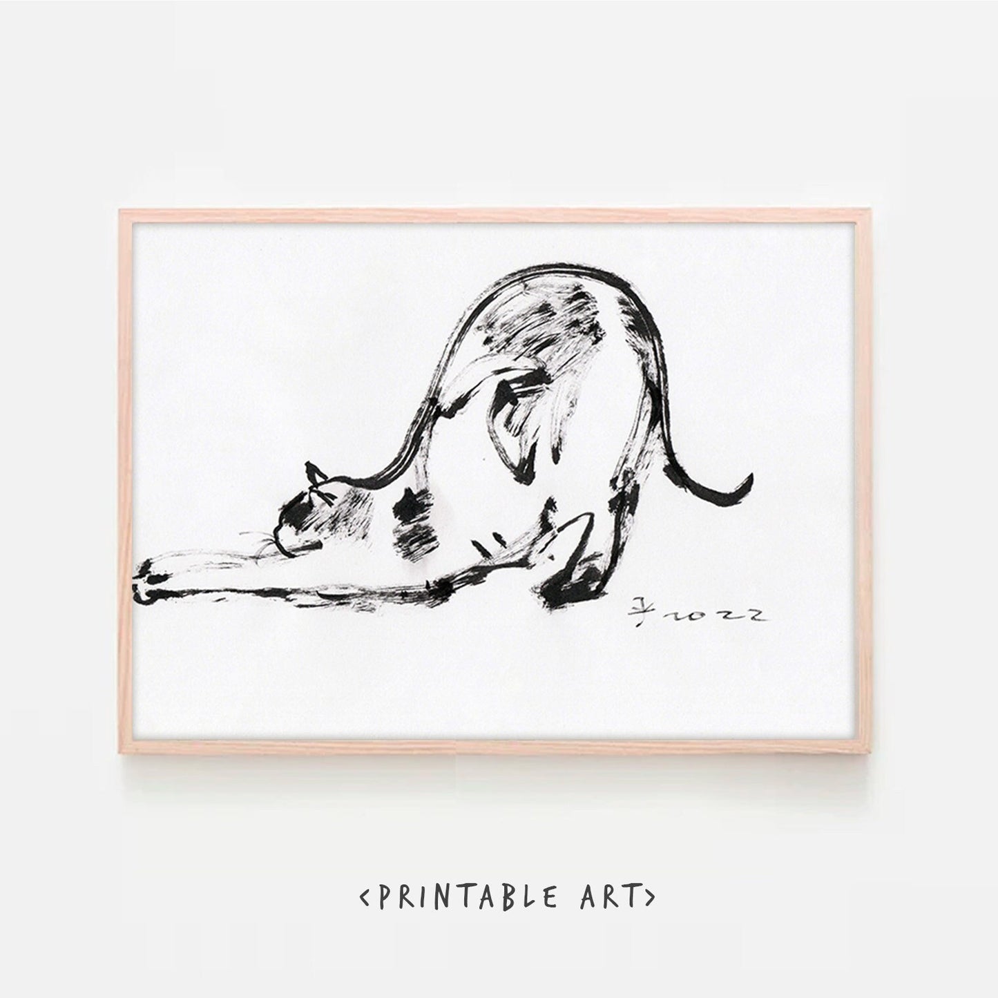 Morning Cat Wall Art Print, Printable Digital Download, custom cat wall print, Funny cat, Yoga, Fitness, Gym gift wall decor