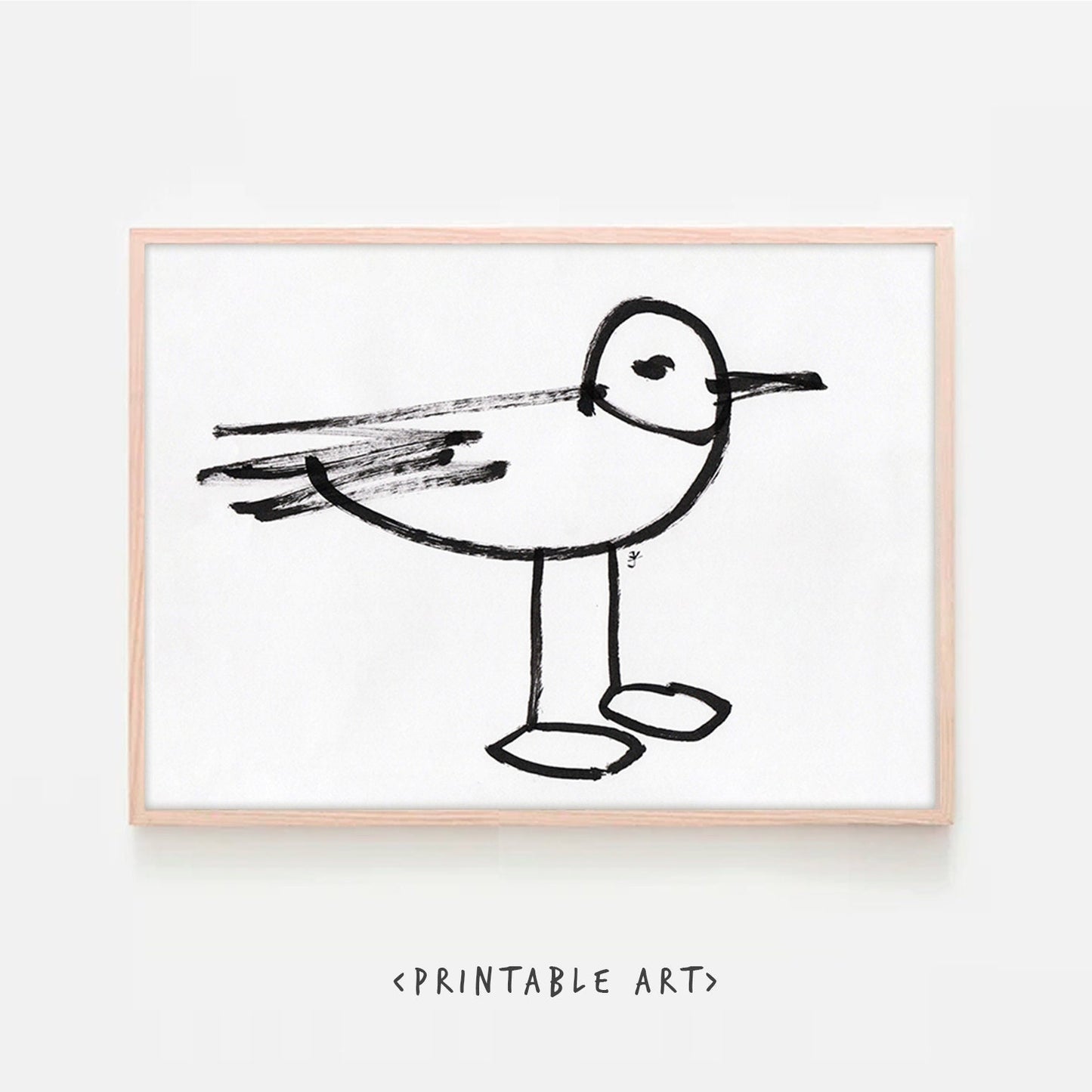 Bird Print, Seagull Digital Download, Bird Drawing, Simple Decor, Downloadable Print, Nursery Bird Art Wall Art