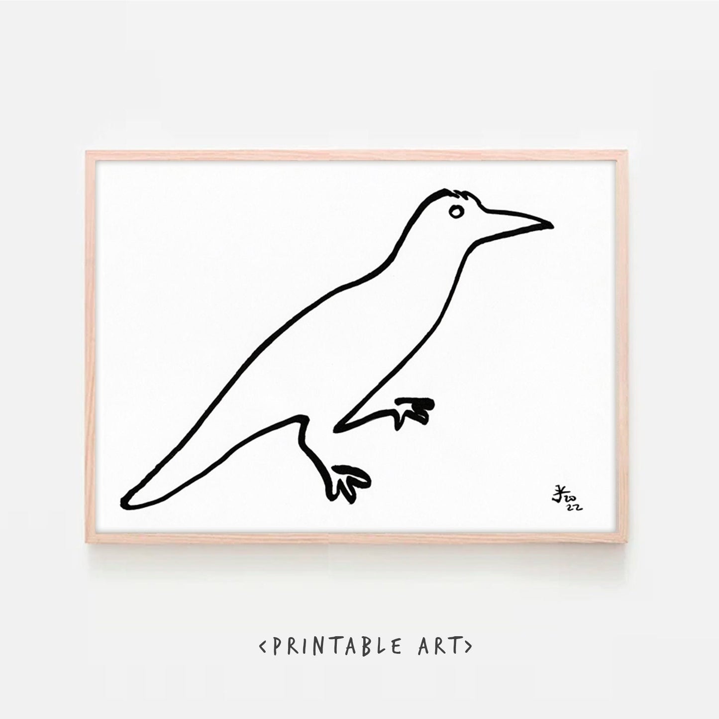 Crow Minimalist Print, Digital Download, Raven Wall Art, Bird Lover Gifts, Silhouette Line Art, Crow Png, Crow Svg, Minimalist Home Decor