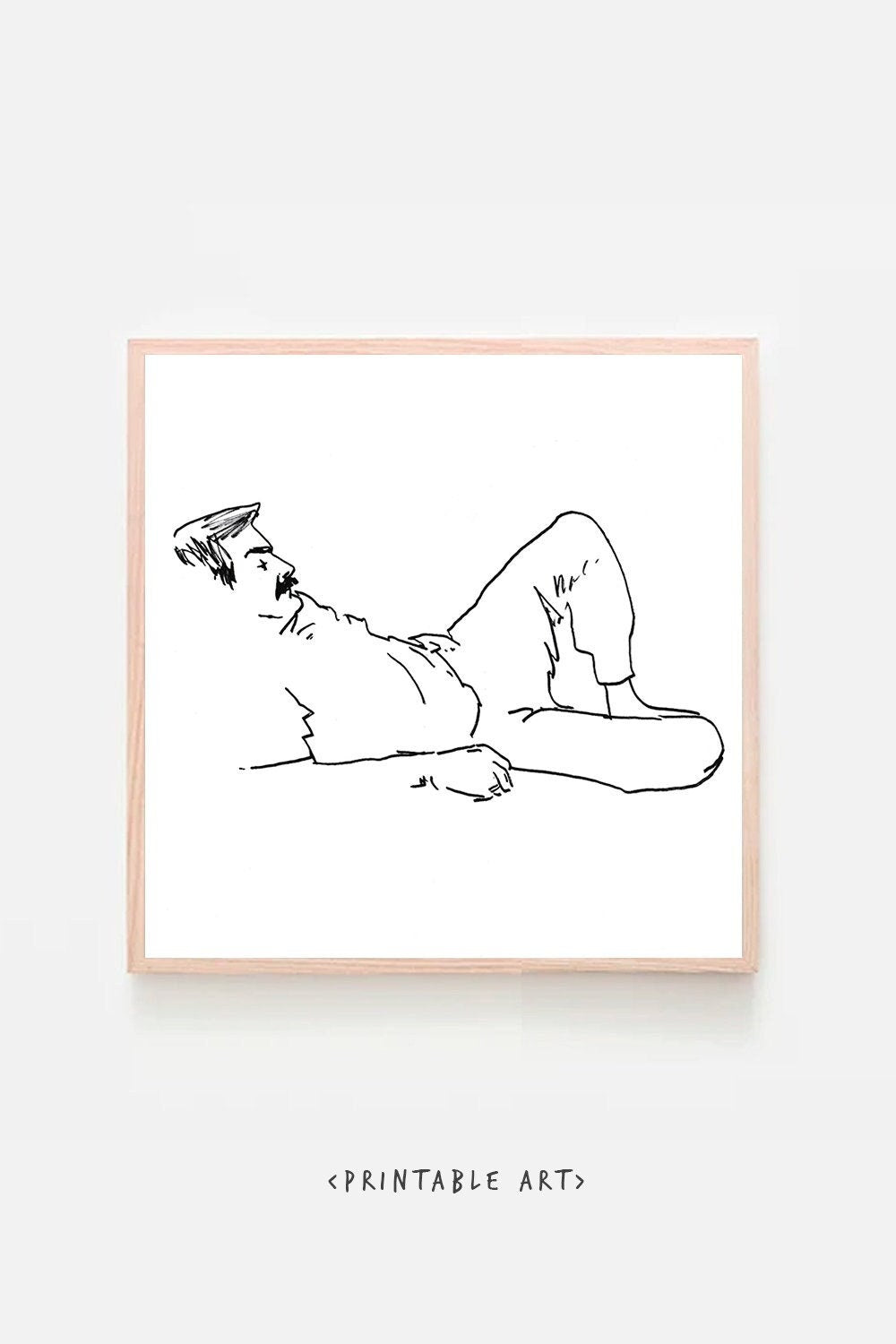 Line Art Digital Printable ~ Man Sketch Art ~ Download Wall Print ~ Minimalist Home Decor Gift for Her Sketch Gallery Sketch black and white