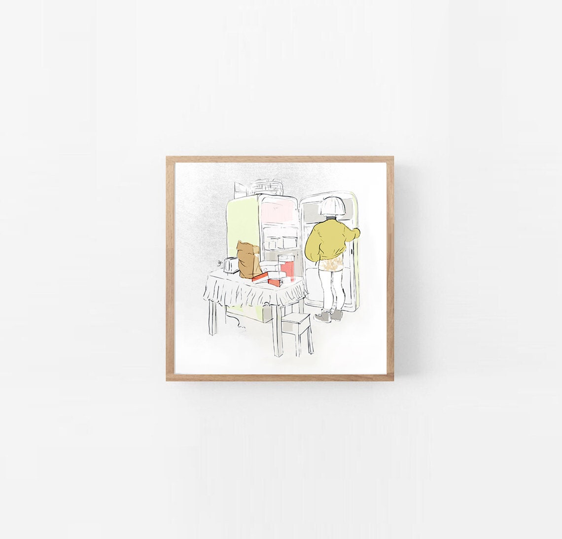 Kitchen Wall Art Print Digital Printable Download Art ~ Matilda in the Kitchen ~ Leon Movie ~ In search for Food ~ Leon Wall Art ~ Fridge