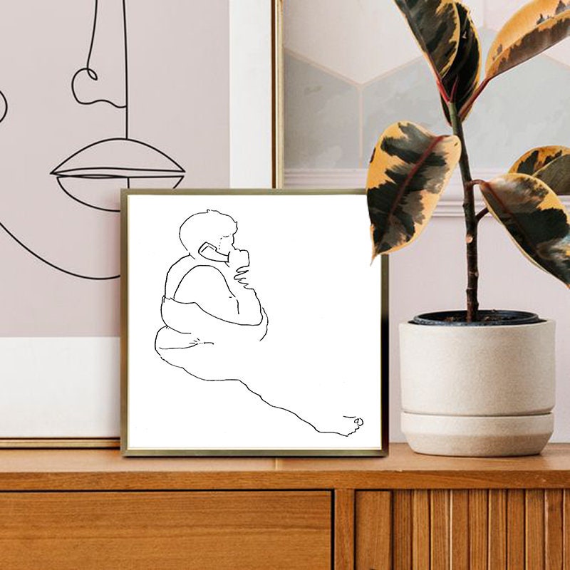 Line Art Woman Digital Printable ~Sketch Art ~Download Wall Print ~ Minimalist Home Decor Gift for Her Sketch Gallery Sketch black and white