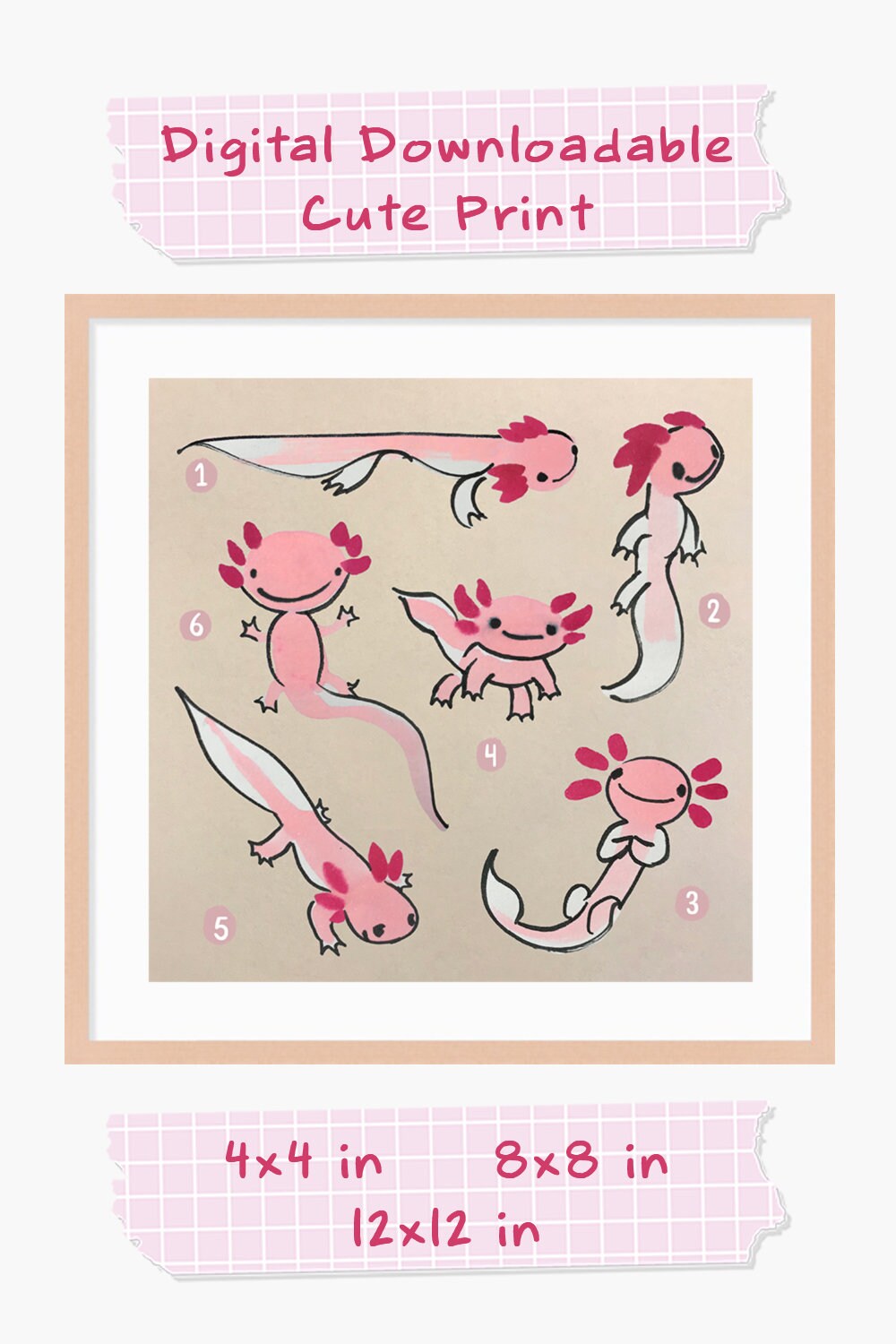 Axolotl Digital Download Print, Nursery Art, Axolotl Drawing, Axolotl Art Gift, Ocean Wall Prints, Nursery Wall Art, Cute Printable