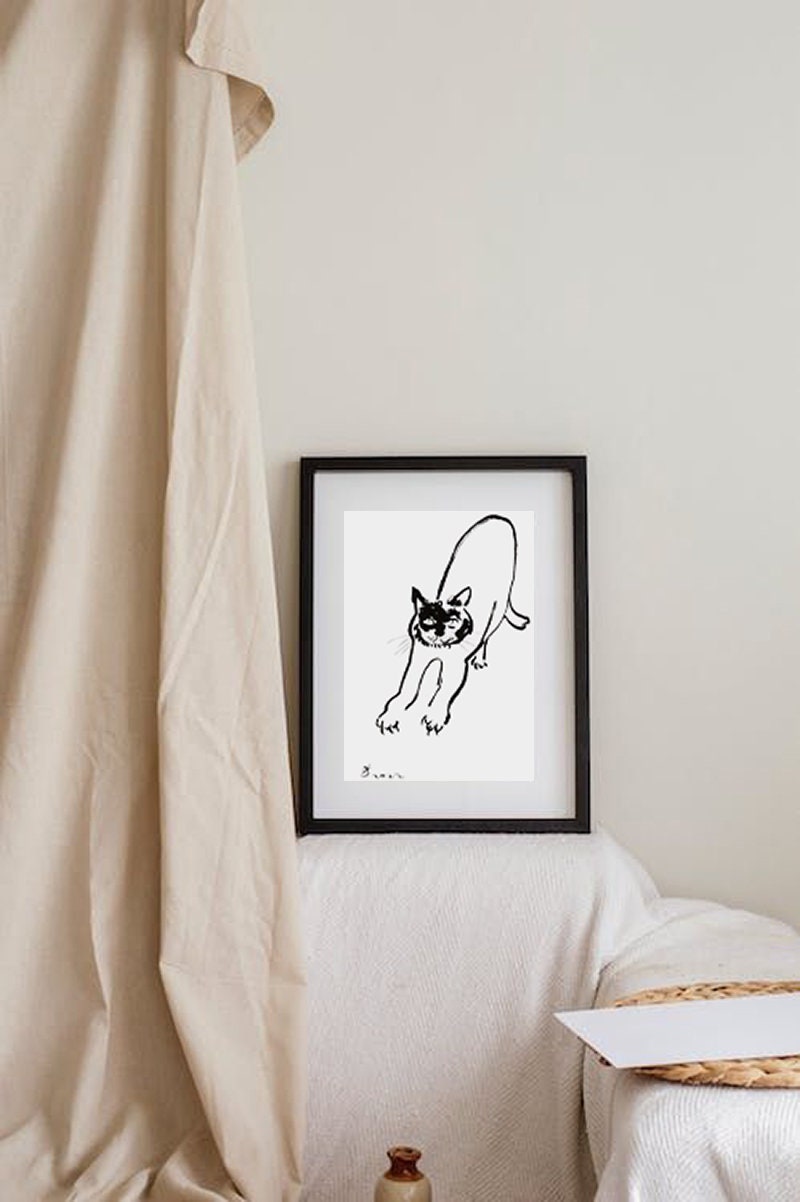 Funny cat Wall Art Print, Printable Digital Download, Cat Nails, Stretching Custom Cat - digital download nails gift wall decor