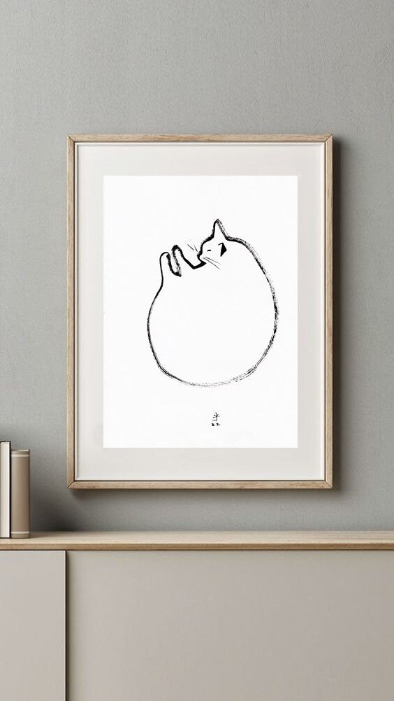 Bedroom Art, Nursery Wall Art Print, Minimalist Cat wall decor, cat print, cat Art Print, digital download, Gift for Her, Cat Lover Gift