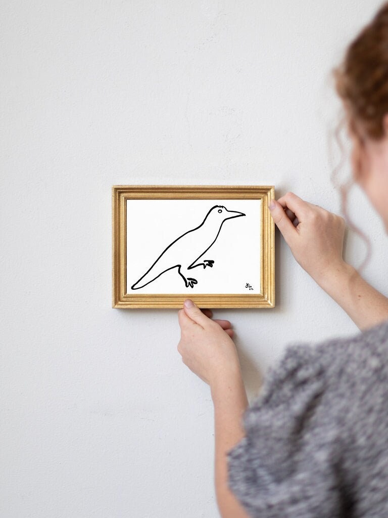 Crow Minimalist Print, Digital Download, Raven Wall Art, Bird Lover Gifts, Silhouette Line Art, Crow Png, Crow Svg, Minimalist Home Decor