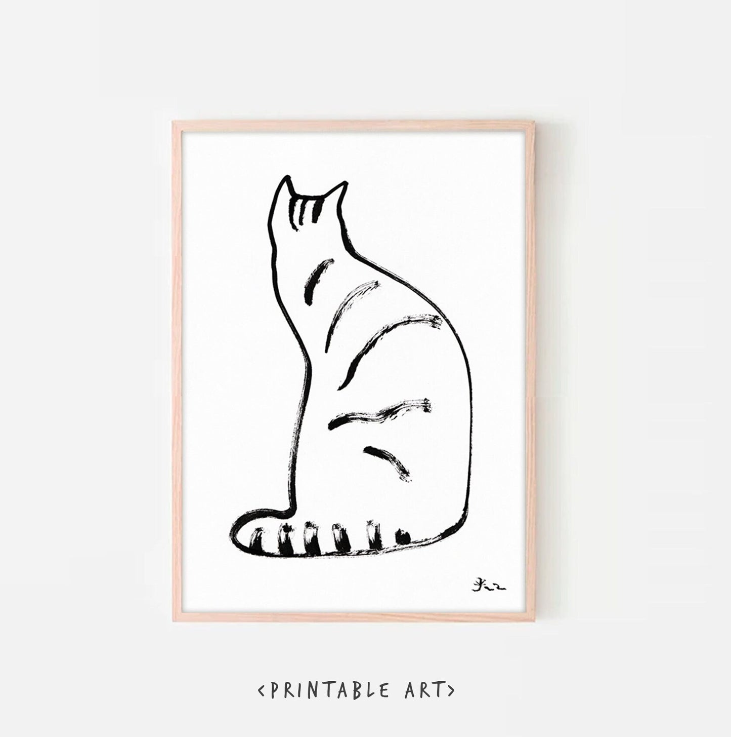 Cat Minimalist Wall Art Print, Tigger Cat 2 art, cat wall decor, line art print, cat print, cat Art Print, digital download gift wall art