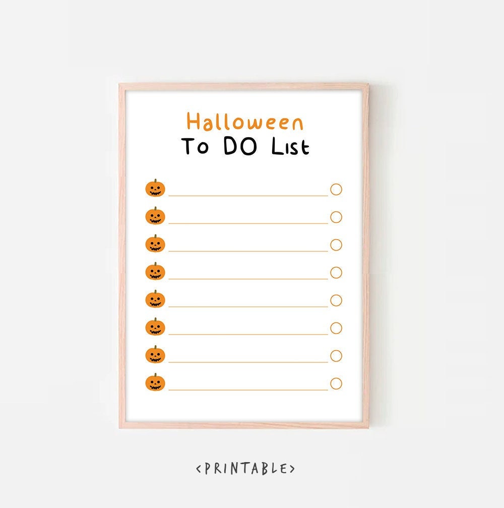 Halloween Printable To Do List Planner Bucket List ~ Instant Download ~ Goodnotes Template ~ Simple