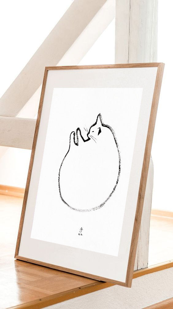 Bedroom Art, Nursery Wall Art Print, Minimalist Cat wall decor, cat print, cat Art Print, digital download, Gift for Her, Cat Lover Gift