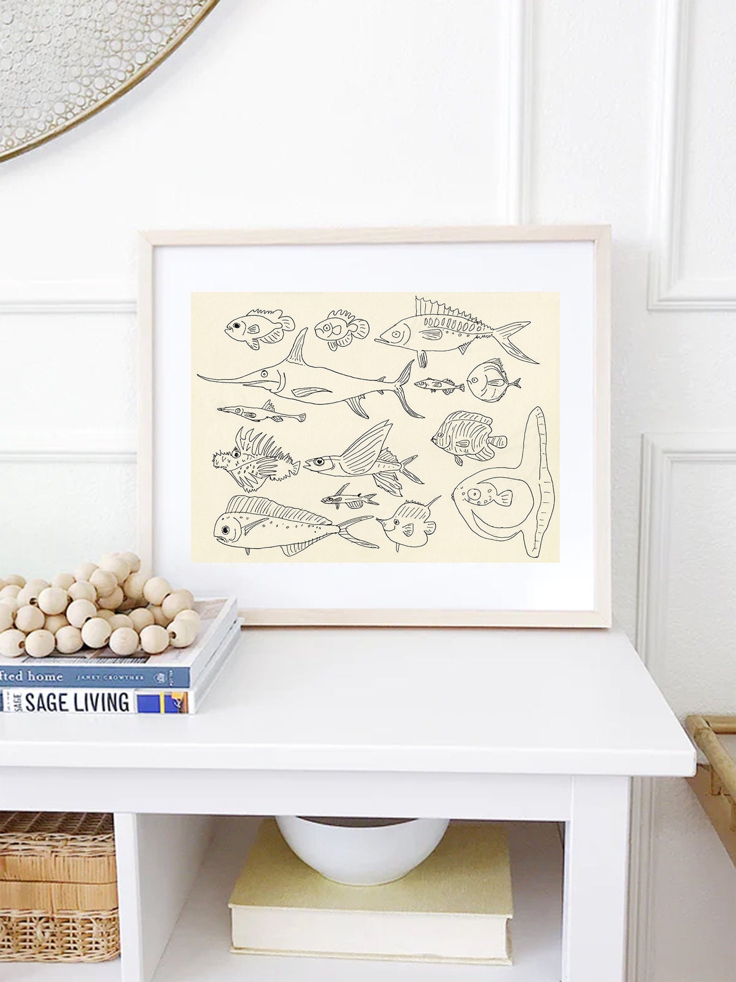Nautical Nursery Print ~ Fish Wall Art, Digital Download, Ocean Lover Decor, Printable Wall Art, Fishing Decor, Sunfish Poster,