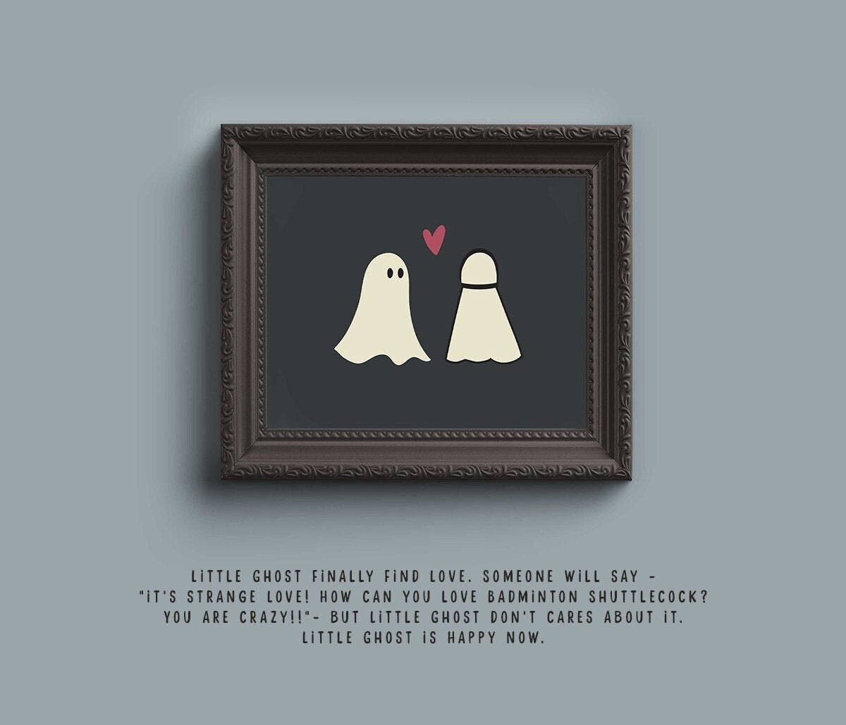 Ghost Valentines Day Printable, quirky art print, Ghost Print, Badminton Shuttlecock, Cute Ghost, Whimsical Valentines Print, Ghost Love