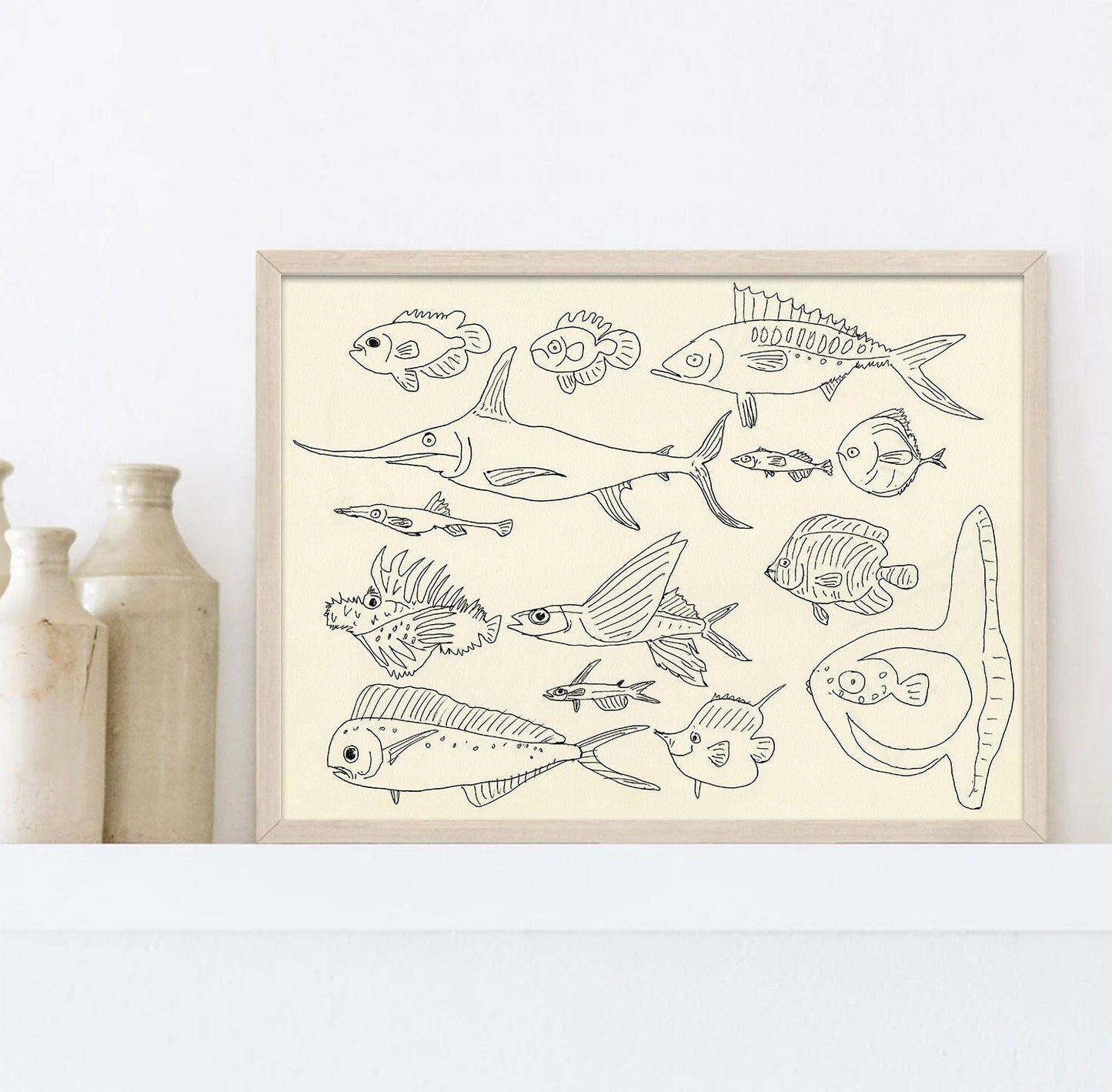 Nautical Nursery Print ~ Fish Wall Art, Digital Download, Ocean Lover Decor, Printable Wall Art, Fishing Decor, Sunfish Poster,