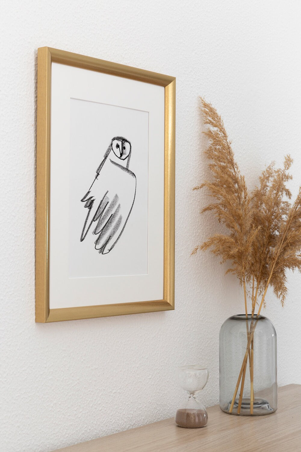 Owl Minimalist Print, Black and White Owl Poster, Hedwig Owl Art, Owl Gift, Owl Wall Decor,