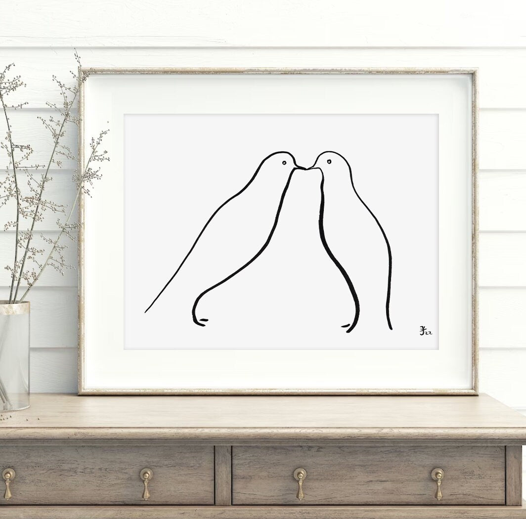 Pigeon Print, Minimalist line art, Bird Lover Gifts, Peace Sign, Wall Art Decor, Digital Download, Picasso Dove, Love printable art
