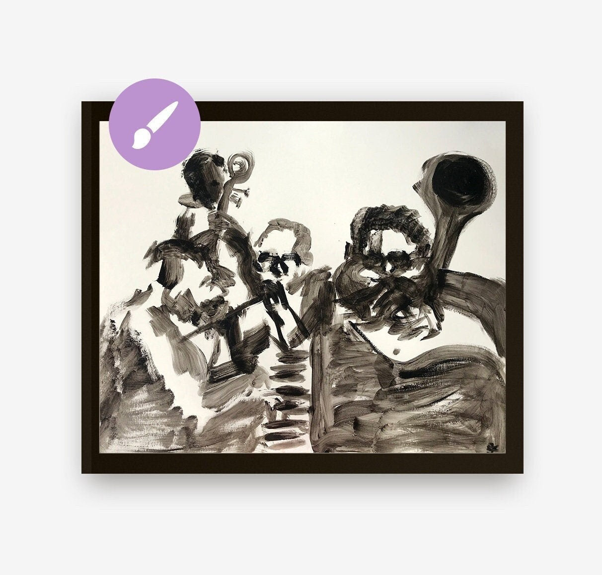 Jazz Hand Painted Wall Art Decor Acrylic Painting on Cardboard, Dizzy Gillespie and his band, Expressionism Art Decor