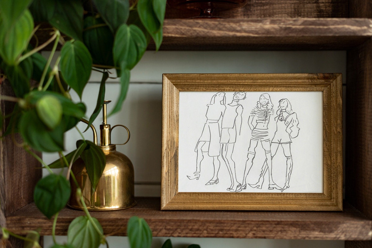 School Fashion ~ Hand Drawn Original Pencil Drawing ~ Girlish Friendship ~ Back to School Wall Art ~ A4 Jenea Kaitaz (11.7 x 8.3 inch)