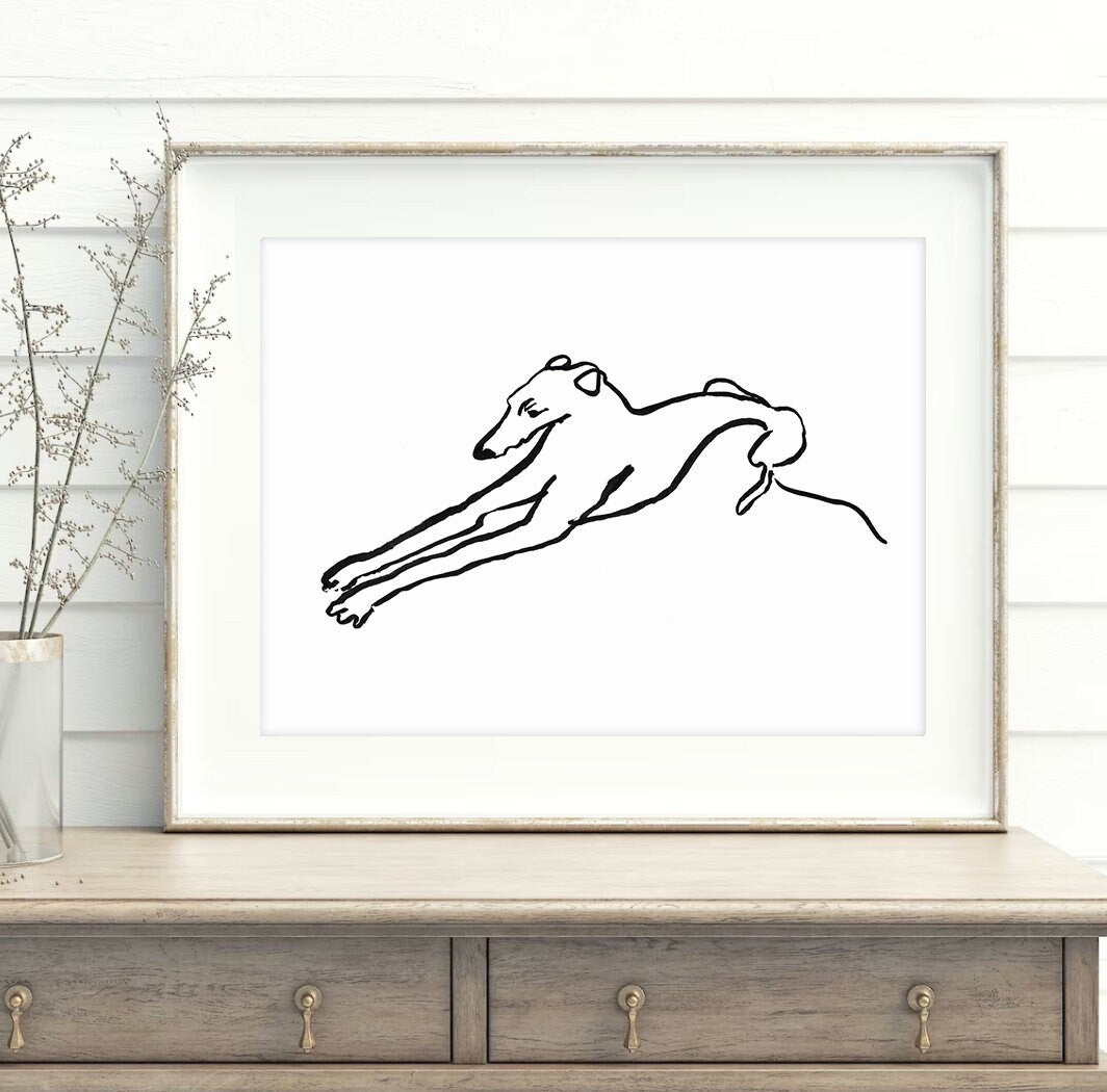 Whippet Gifts, Greyhound Art Print, Dog Lover, Greyhound Drawing, Greyhound Adoption, Minimalist Greyhound, Whippet Art, Greyhound Gifts