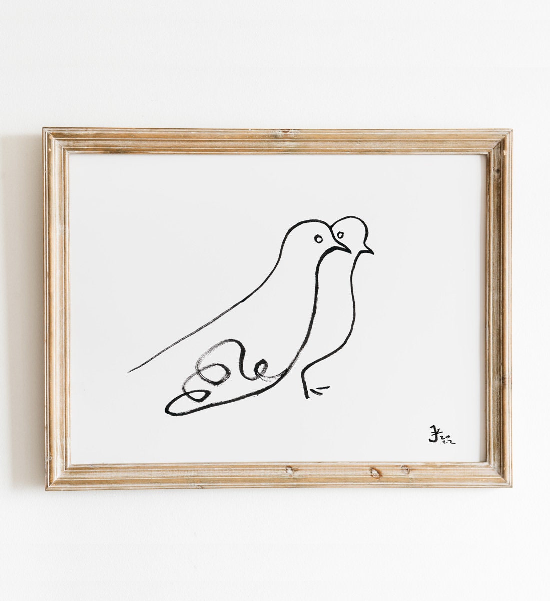 Pigeon Lover Gifts, Printable Wall Art, Mourning Dove, Bird Art Print, Digital Download, Valentine Day Decor, Dove Print, Minimalist Drawing