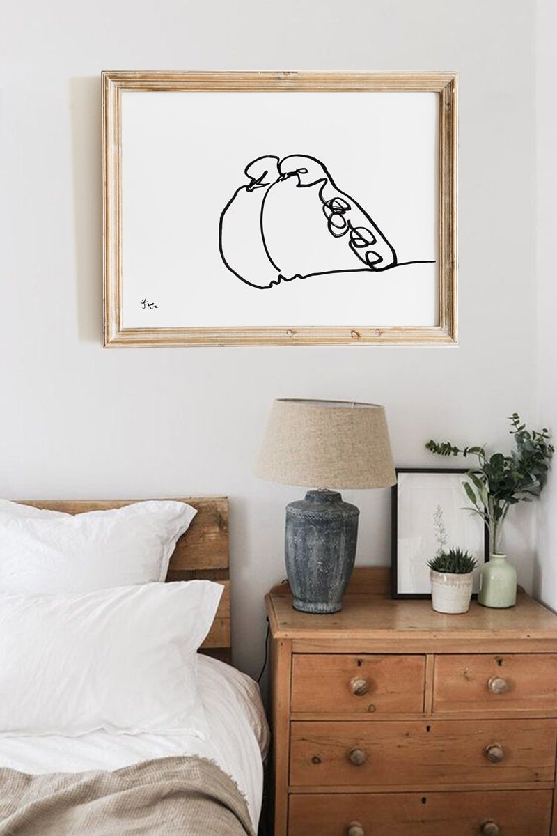 Bird Line Art, Pigeon Digital Download, Bird Lover Print, Digital Download, Valentine Art Gifts, Christmas Gifts, Nature Lover Gifts