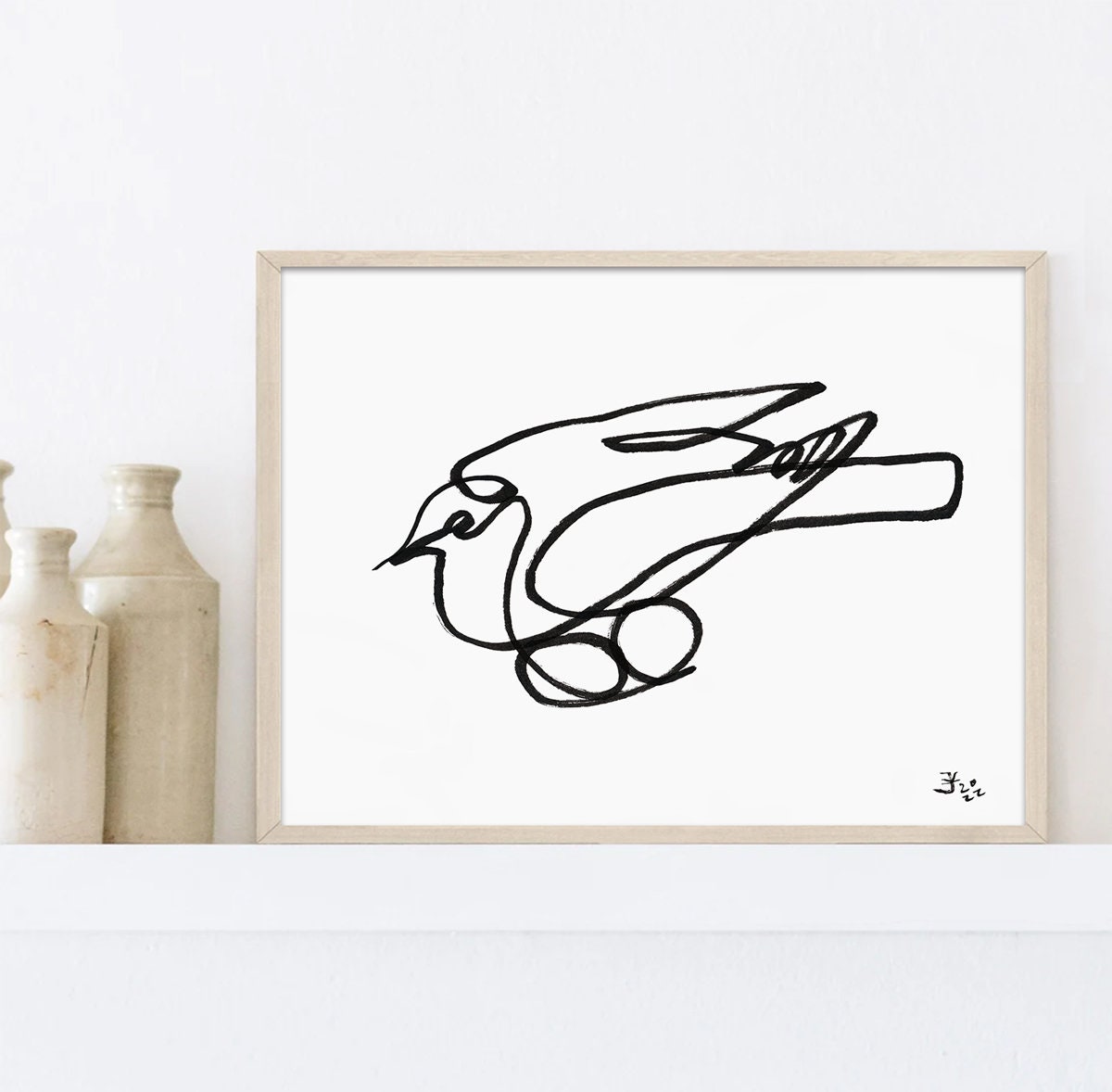 Mourning Dove Wall Art, Digital Download, Mother's Day Gift, Spring Decor, Minimalist line art, Farmhouse Decorations, Easter Bird Print