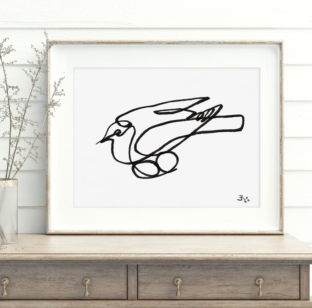 Mourning Dove Wall Art, Digital Download, Mother's Day Gift, Spring Decor, Minimalist line art, Farmhouse Decorations, Easter Bird Print