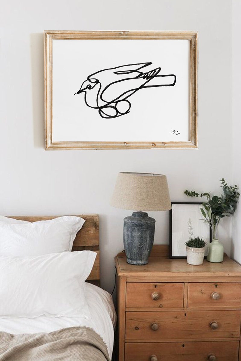 Mourning Dove Wall Art, Digital Download, Mother's Day Gift, Spring Decor, Minimalist line art, Farmhouse Decorations, Easter Bird Print