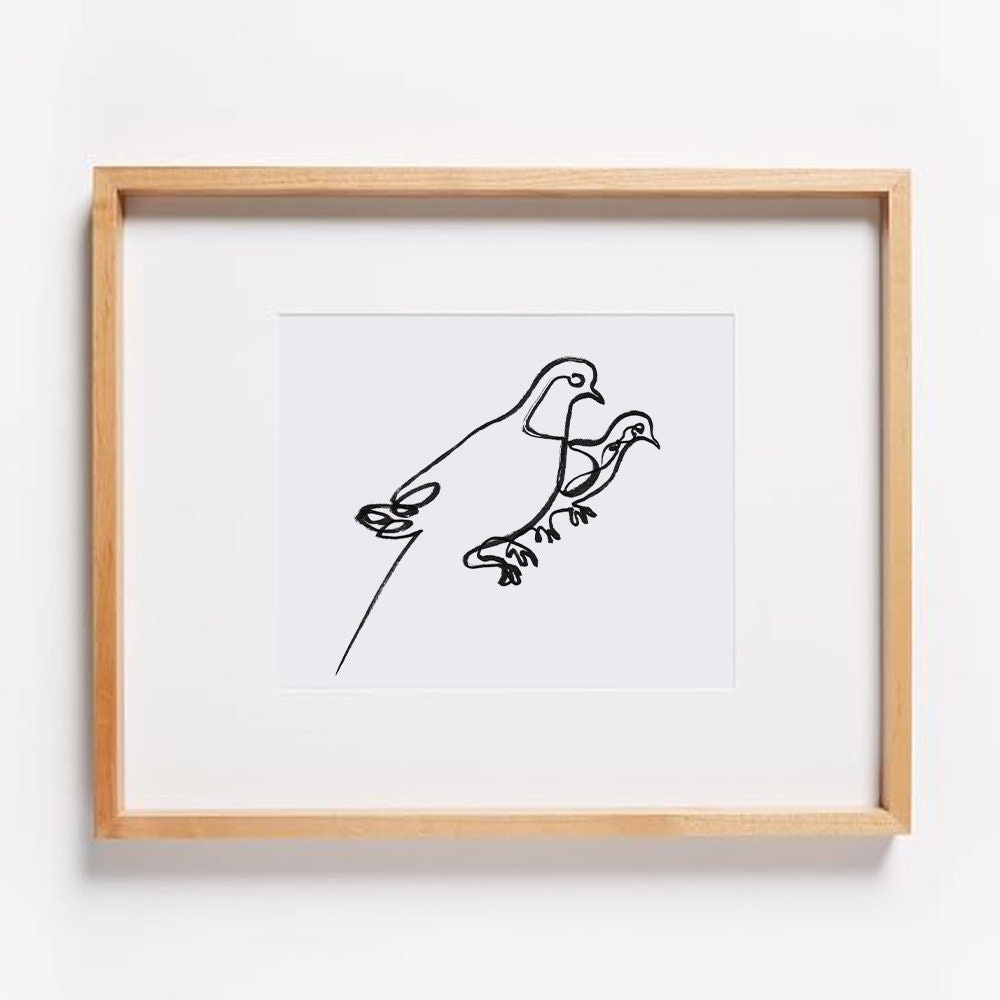 Mourning Dove Print, Christmas Gifts, Minimalist line art, Simple prints, Bird Art, Bird Wall Decor, Digital Download, Pigeon Printable