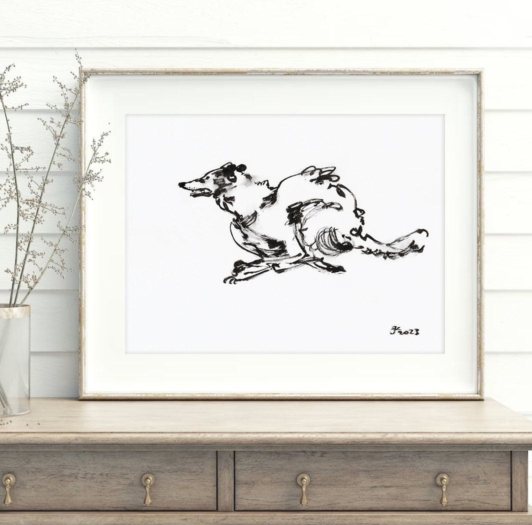 Hunting Dog, Borzoi or Russian Hunting Sighthound, Borzoi Printable Art, Borzoi Drawing, Borzoi Lover, Instant Download, Russian Wolfhound