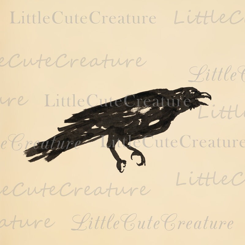 Halloween Decor, Raven Print Downloadable Print, Bird Ink Drawing, Printable Wall Art, Crow Digital Download, Bird Gallery Wall Artwork