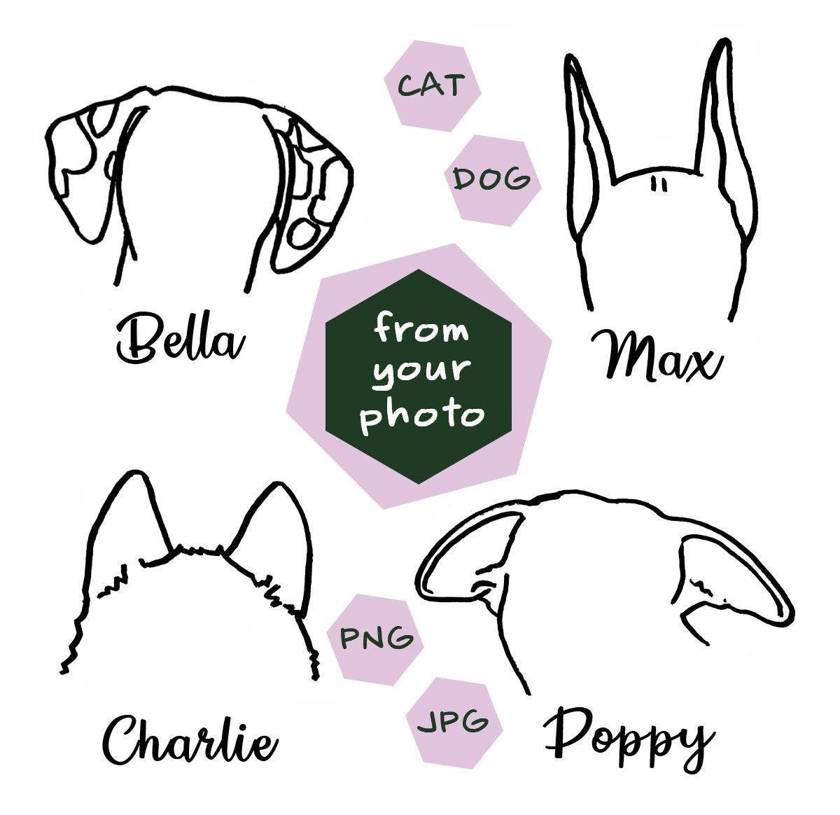Custom Pet Ear Outline ~ Digital Download