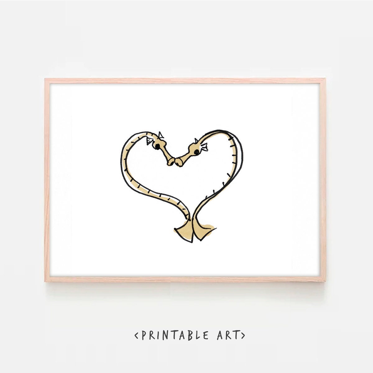 Pipefish Print, Valentines Day Decor, Digital Download, Love Print, Heart Print, Coastal Printable Art