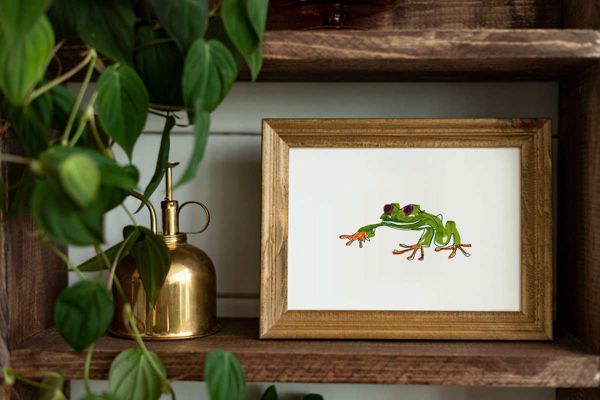 Frog Room Decor, Digital Download, Frog Printable, Frog Ornaments, Frog Png, Frog Decor, Cute frog, Frog Print, Funky Wall Art