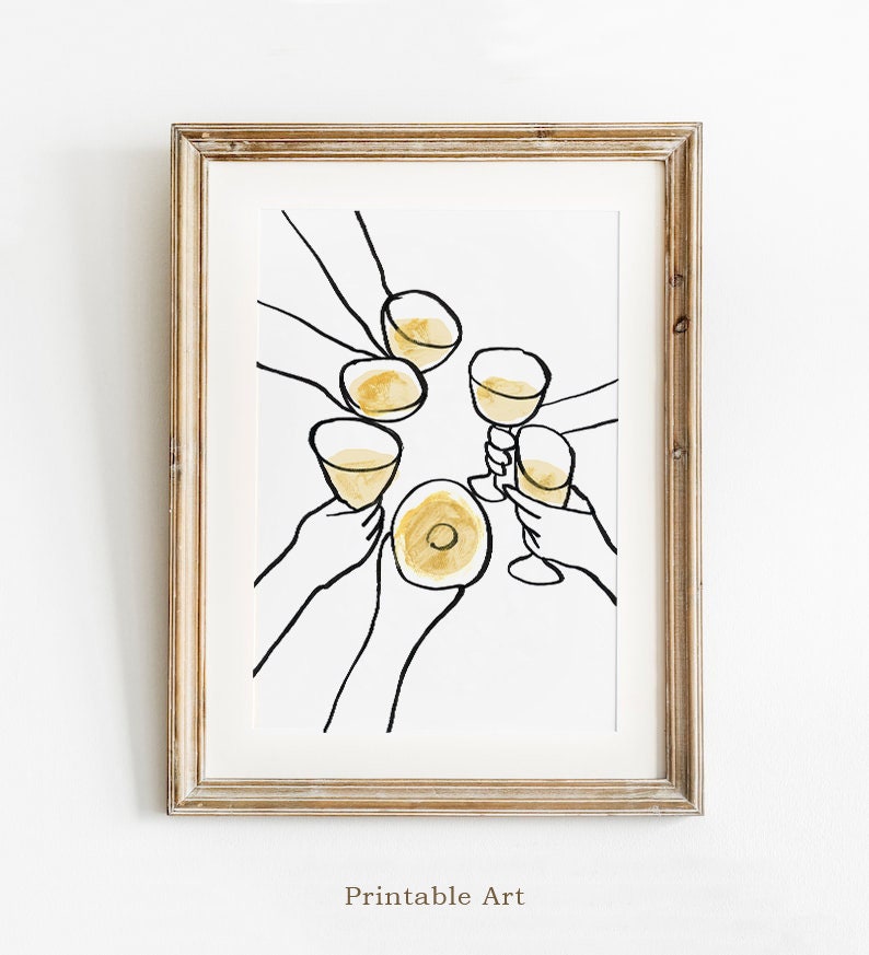 Cheers Sign, Drinks Poster, Christmas Decor, Bar Cart Wall Decor, Cheers Illustration